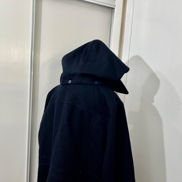 MICHAEL KORS Zip-Up Removable Hood Wool Coat Women Deep Black Lined Goldcolor 1X - Picture 12 of 16